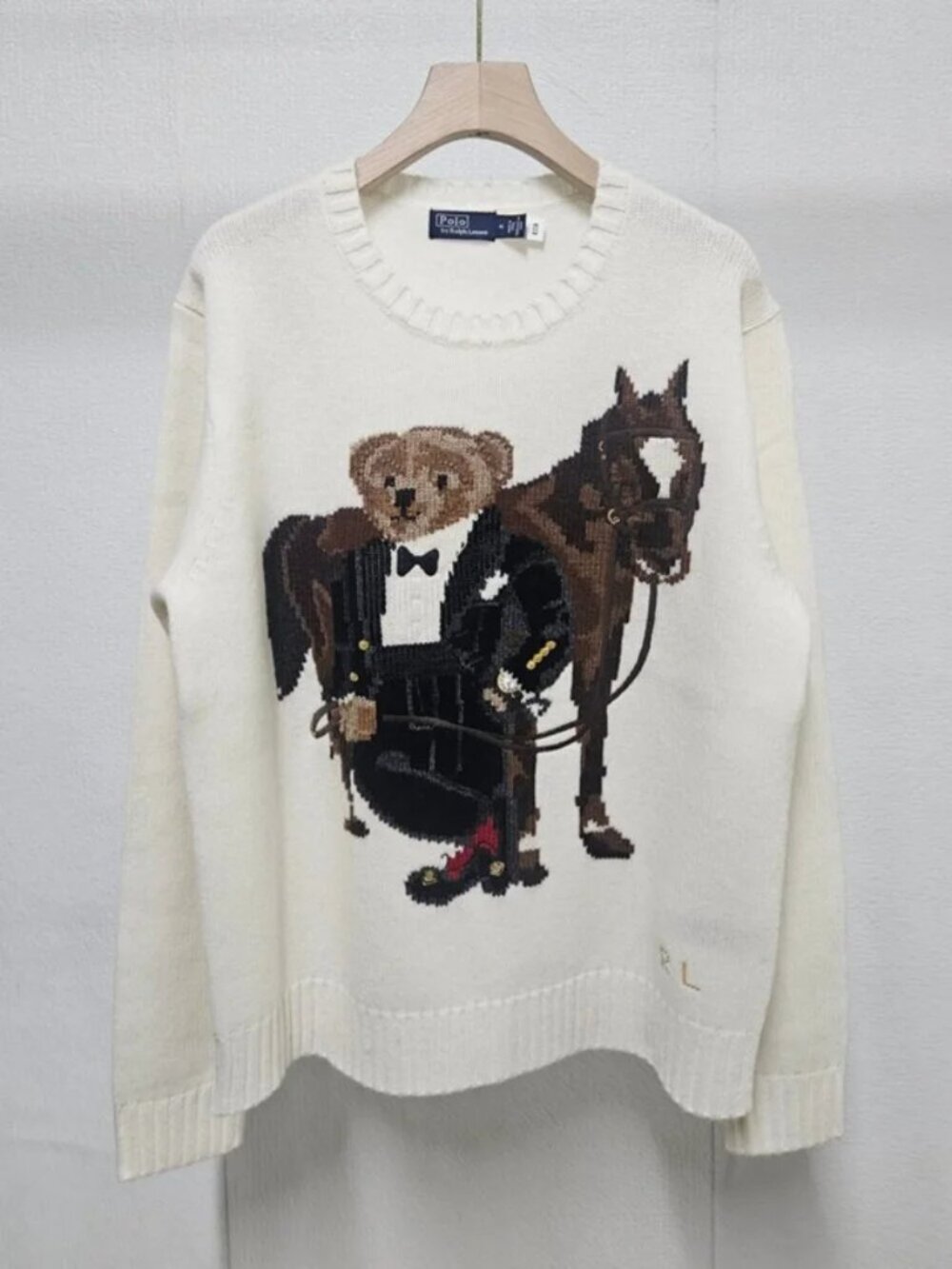 Polo Ralph Lauren Bear & Horse White Knit Sweater